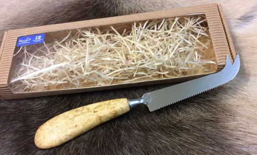 [170318] Handgemachtes Käsemesser aus Polarbirke (Curly Birch) aus Lappland – Wood Jewel