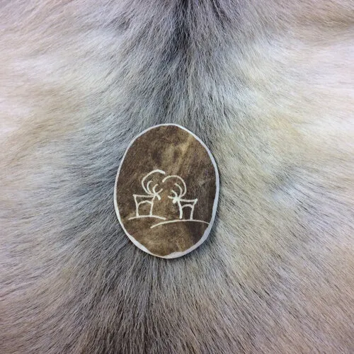 [170415] Dekorationsmagnet aus finnischem Rentierhorn - braun mit Verzierungen by Wood Jewel