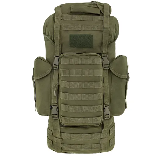 [170475] Robuster MOLLE Kampfrucksack 65L aus 600D Polyester mit PVC-Beschichtung – Olivgrün