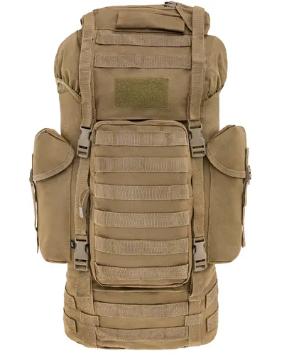 [170476] Robuster MOLLE Kampfrucksack 65L aus 600D Polyester mit PVC-Beschichtung – Farbe Coyote