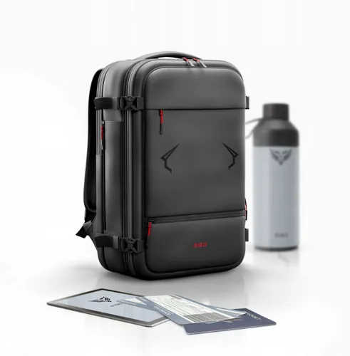 [170498] Vakuum-Multifunktionsrucksack 60 L, wasserdicht, Laptopfach, Diebstahlschutz, erweiterbar, schwarz