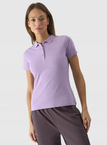 [170501] Damen-Poloshirt Lila, Baumwolle/Elastan, schmaler Schnitt, 3-Knopf-Kragen, bequem & strapazierfähig
