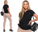 Damen-Poloshirt Schwarz, Baumwolle/Elastan, gerader Schnitt, goldene Details, elegant & komfortabel