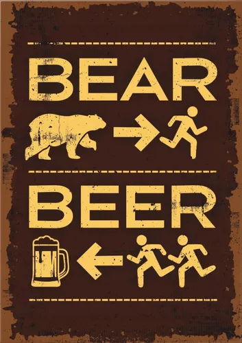 [170533] Metallschild "BEAR & BEER" - Grösse S 22 x 31 cm