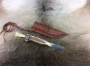 Finnisches Pilzmesser in Handarbeit - Maserbirken-Griff im Zebra-Look mit Edelsthalklinge