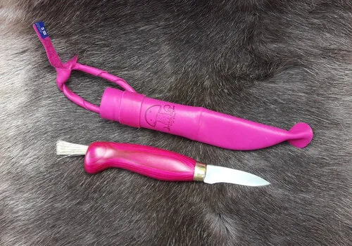 [170593] Pilzmesser aus finnischer Handarbeit mit Bürste - Pink