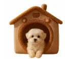 Kuschelhöhle für kleine Hunde – Plüschhütte mit Kissen