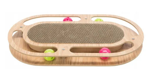 [170681] Kratzmatte aus Karton mit Spielzeug & Katzenminze – 46×25 cm