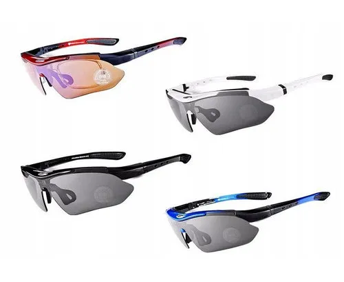 [170019] Sport- und Outdoor-Brille mit Polycarbonat-Gläsern – 4 Wechselobjektive, UV 400-Schutz, schwarz