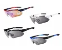 Sport- und Outdoor-Brille mit Polycarbonat-Gläsern – 4 Wechselobjektive, UV 400-Schutz, schwarz