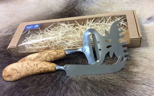 [170027] Käsemesser & Käsehobel aus finnischer Handarbeit von Wood Jewel
