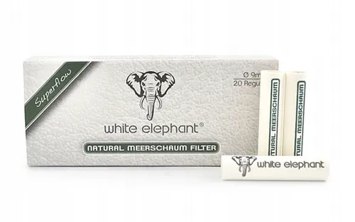 White Elephant Meerschaum Pfeifenfilter 9 mm – 20 Stück