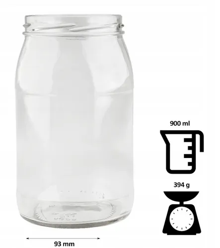 [170725] Einmachglas 900 ml mit Deckel – ideal für Marmeladen, Honig, Säfte & Vorräte