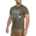 T-Shirt "Wikinger" für Herren – Kurzarm, 100% Baumwolle, Khaki, langlebiger Siebdruck
