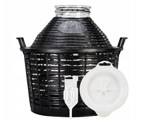 Glasballon / Gärballon 20 L – Set mit Gärrohr & Schutzkappe – breite Öffnung