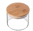 Stilvoller Glas-Aufbewahrungsbehälter mit Bambusdeckel – 550 ml