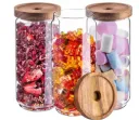 3er Set Glas-Aufbewahrungsbehälter mit Bambusdeckel – 950 ml