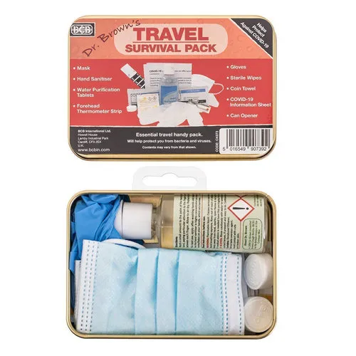 [170044] Survival-Kit für Outdoor – Hygiene & Schutz, inkl. Maske, Desinfektion, Handschuhe, Stahlbox