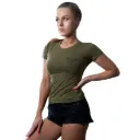 Damen Trainings-T-Shirt „Forest Women“ – Kurzarm, Baumwolle, Dunkelgrün, Military Gym Wear