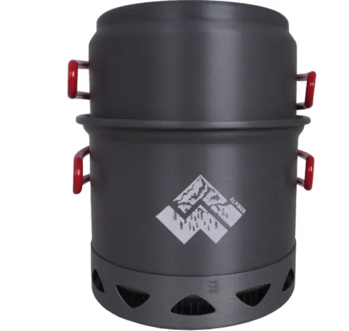 [170053] Reise-Kochset 2 Töpfe – Eloxiertes Aluminium, klappbare Silikongriffe, leicht & kompakt 0,5 L