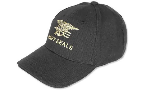 [170058] Baseballkappe Navy Seal – atmungsaktiv, verstellbar, schwarz mit goldener Stickerei