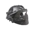 Modularer Taktikhelm mit abnehmbarer Gesichtsmaske, Belüftung & RIS-Schienen – Schwarz