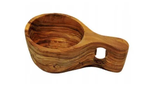 [170072] Extra große Kuksa aus Olivenholz – handgefertigt, wasserfest, 250 ml, einzigartig
