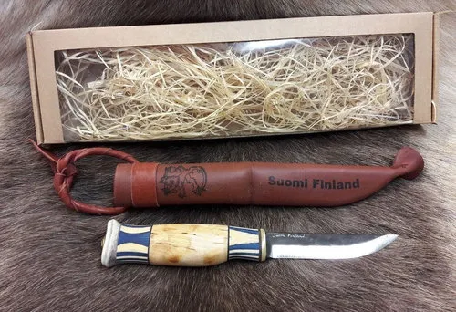 [170004] Finnisches Jagdmesser von Wood Jewel - Handgefertigt in Geschenkbox mit Edelstahlklinge