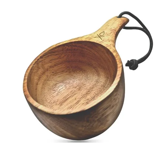 [170976] Handgeschnitzte Kuksa aus Hartholz - Grosse Kapazität 335 ml