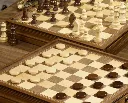 Schachbrett und Damespiel aus Walnussholz 2-in-1-Set