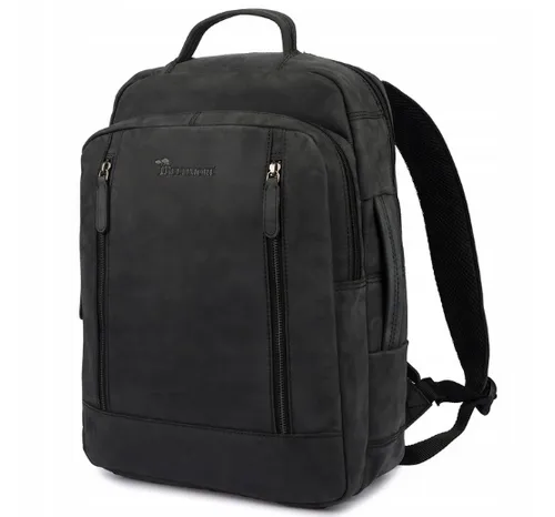 [171051] Vintage Leder-Laptoprucksack Beltimore® – Schwarz, 15,6 Zoll