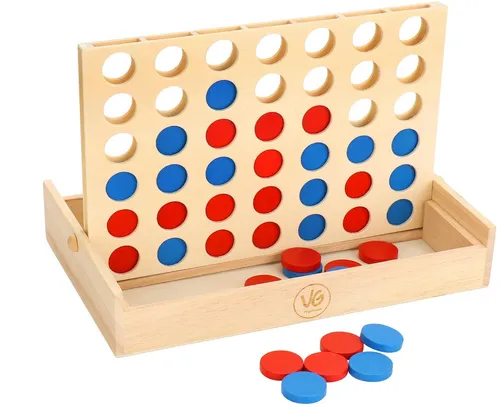 [171106] "4 gewinnt" – klassisches Holzspiel für 2 Spieler, fördert logisches Denken und Strategie