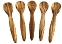 Olivenholz Löffel „Piccolo“ 12 cm – 5er Set handgefertigte Kaffeelöffel für Tee, Kaffee & Gewürze