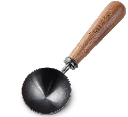 [171118] Easyworkz Retro Kaffeelöffel 10 g – Edelstahl mit schwarzem Walnuss-Griff für Kaffee, Tee & Gewürze