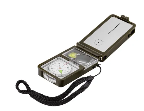 [171124] Mil-Tec Multifunktionskompass – Kompakt, LED, Spiegel, Thermometer & Survival-Tools