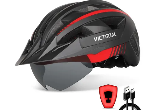 [171131] Fahrradhelm MTB Herren & Damen mit Magnetbrille, LED-Rücklicht & 21 Belüftungen VICTGOALF