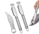 2 Stück Edelstahl Fischentschupper 3-in-1 mit Schwertförmigem Schupper – Küchenwerkzeug