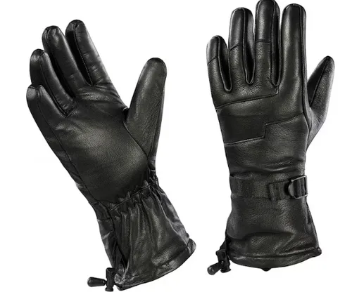 [171147] Handschuhe Winter aus Echtleder mit Thinsulate-Isolierung – lang, warm, Black – Outdoor