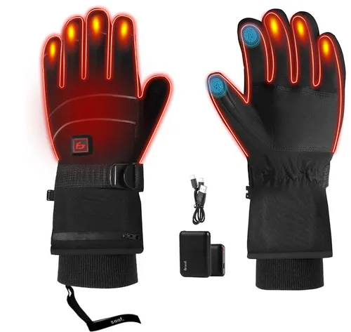 [171155] Beheizte Handschuhe – Elektrisch, Wasser- & Windabweisend, 3 Heizstufen, Wiederaufladbar, Schwarz