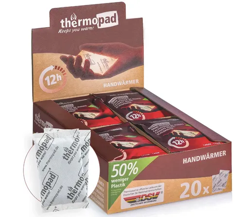 [171157] THERMOPAD Handwärmer – 20 Paar Wärmepads für 12 Std., Sofort einsatzbereit, Outdoor-Handwärmer