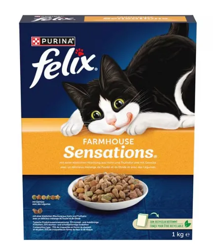Katzenfutter - Trockenfutter Purina Felix Sensations Geflügel, 1 kg