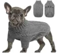 Hundepullover mit Zopfmuster – Warmer Strickpullover für kleine Hunde, Grau