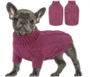 Hundepulli mit Zopfmuster – Warmer Strickpullover für kleine Hunde, Bordeaux