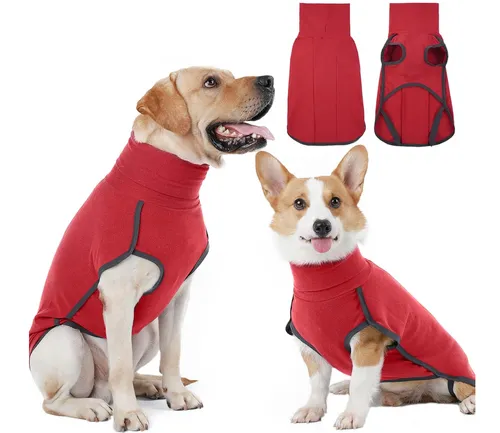 [171184] Fleece Hundemantel – Leichter & warmer Hundepullover für kleine, mittelgrosse & grosse Hunde, Rot