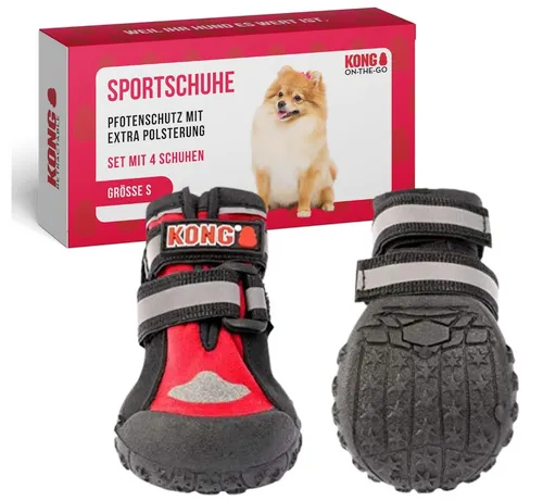 [171187] KONG Sportschuhe für kleine Hunde – Pfotenschutz mit Polsterung, rutschfest & reflektierend, 4 Stück
