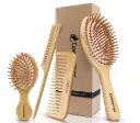 Bambus Haarbürsten Set aus Naturbambus – 4-teiliges Pflege-Set für Kopfhaut & Haar