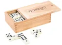 Engelhart Domino Spiel Double 9 mit Holzkiste, 55 Steine, klassisches Gesellschaftsspiel