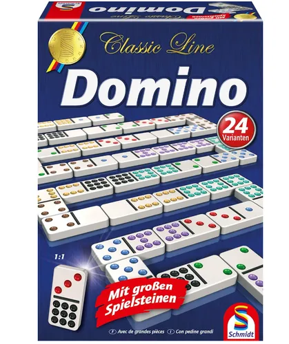 [171210] Domino Classic Line mit grossen Holzsteinen, 55 Teile, bunt - Schmidt Spiele