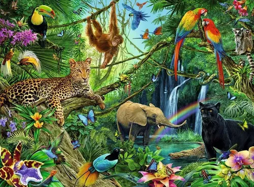 [171219] Ravensburger Kinderpuzzle Tiere im Dschungel – 200 Teile XXL, ab 8 Jahren