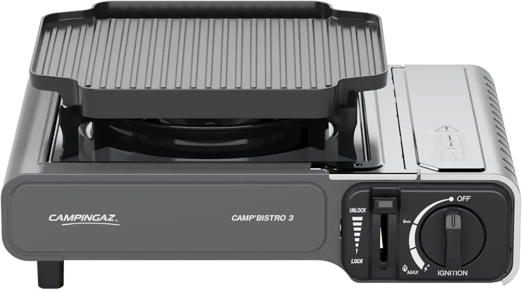 Leistungsstarker Gaskocher mit Antihaft-Grillplatte – 2.200 Watt